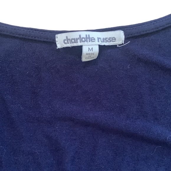 Tie Front Romper Ruffled Hem Navy with Pockets Size M - Picture 6 of 6